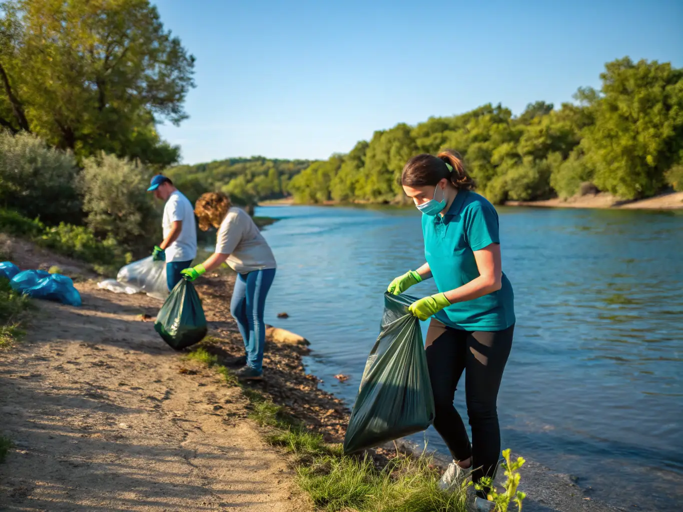 A community cleanup event at a local river, showcasing ADN's commitment to preserving water resources.